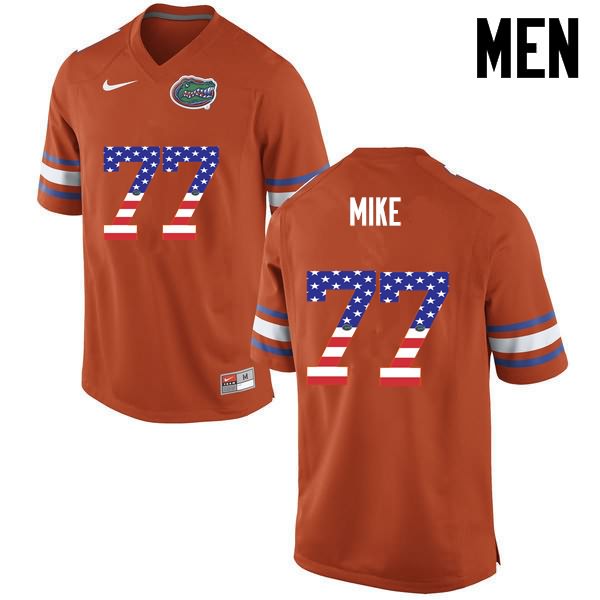 NCAA Florida Gators Andrew Mike Men's #77 USA Flag Fashion Nike Orange Stitched Authentic College Football Jersey RVX3764CC